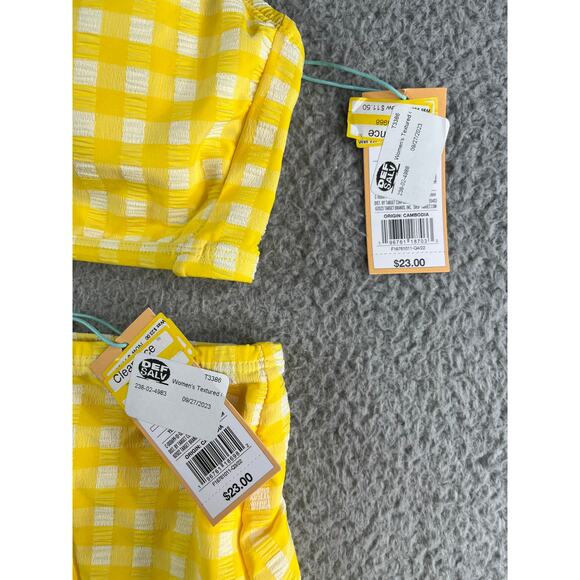Kona Sol Two Piece Swimsuit Womens Large Yellow Checkered Plaid Bikini NWT - Picture 3 of 15